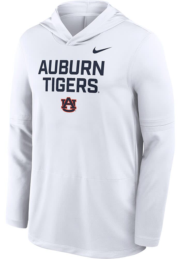Nike Auburn Tigers Mens White Dri-Fit Lightweight Hoodie - 173221349