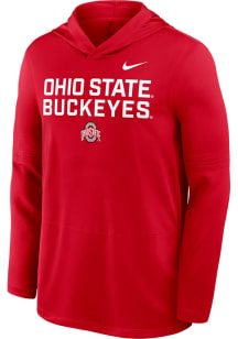 Mens Ohio State Buckeyes Red Nike Dri-Fit Long Sleeve Hoodie