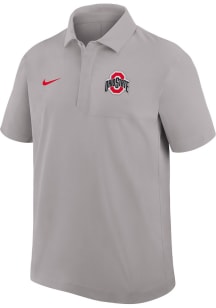 Mens Ohio State Buckeyes Grey Nike Dri-Fit Short Sleeve Polo Shirt