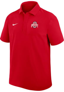 Mens Ohio State Buckeyes Red Nike Dri-Fit Short Sleeve Polo Shirt