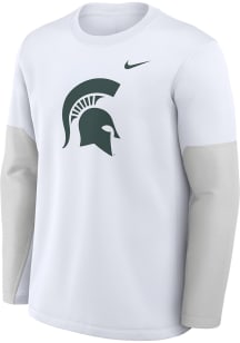 Mens Michigan State Spartans White Nike Coach Long Sleeve T-Shirt