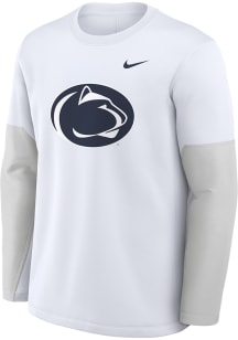 Mens Penn State Nittany Lions White Nike Coach Long Sleeve T-Shirt