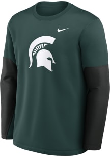 Mens Michigan State Spartans Green Nike Coach Long Sleeve T-Shirt