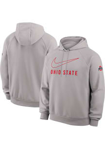 Mens Ohio State Buckeyes Grey Nike Dri-Fit Long Sleeve Hoodie