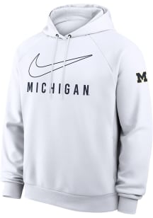 Mens Michigan Wolverines White Nike Dri-Fit Long Sleeve Hoodie