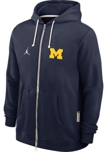Mens Michigan Wolverines Blue Nike Dri-Fit Long Sleeve Zip
