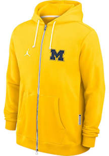 Nike Michigan Wolverines Mens Yellow Dri-Fit Long Sleeve Zip