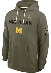Mens Michigan Wolverines Olive Nike Military Appreciation Jordan Dri-FIT Long Sleeve Hoodie