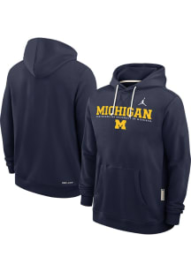 Mens Michigan Wolverines Blue Nike Dri-Fit Long Sleeve Hoodie
