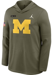 Mens Michigan Wolverines Olive Nike Military Appreciation Jordan Dri-FIT Long Sleeve Hoodie