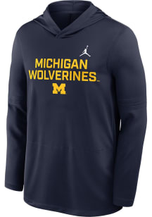 Mens Michigan Wolverines Blue Nike Dri-Fit Long Sleeve Hoodie