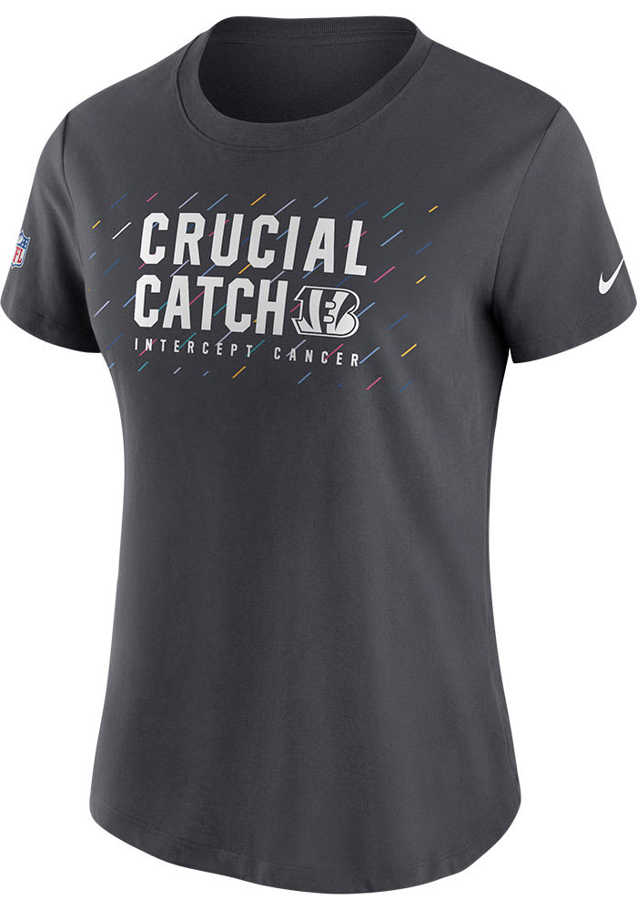 Nike Cincinnati Bengals Womens Charcoal Crucial Catch Short Sleeve T-Shirt