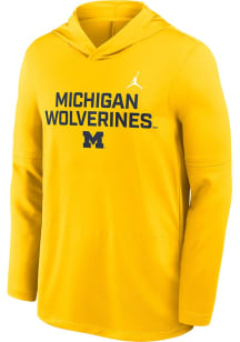 Mens Michigan Wolverines Yellow Nike Dri-Fit Long Sleeve Hoodie