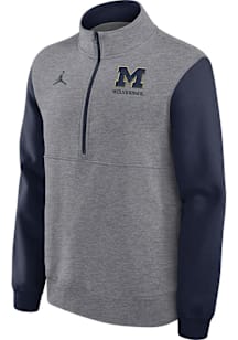 Nike Michigan Wolverines Mens Blue Club Fleece Long Sleeve Qtr Zip Fashion Pullover