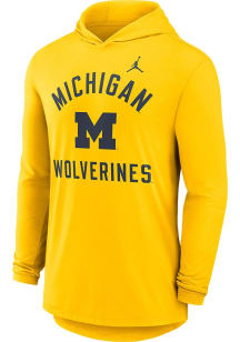 Mens Michigan Wolverines Yellow Nike Arch Hooded Sweatshirt