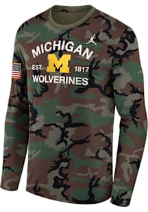 Mens Michigan Wolverines Olive Nike Military Appreciation Jordan Dri-FIT Tee