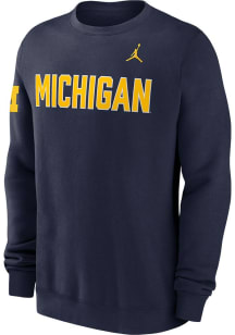 Mens Michigan Wolverines Blue Nike Club Fleece Crew Sweatshirt