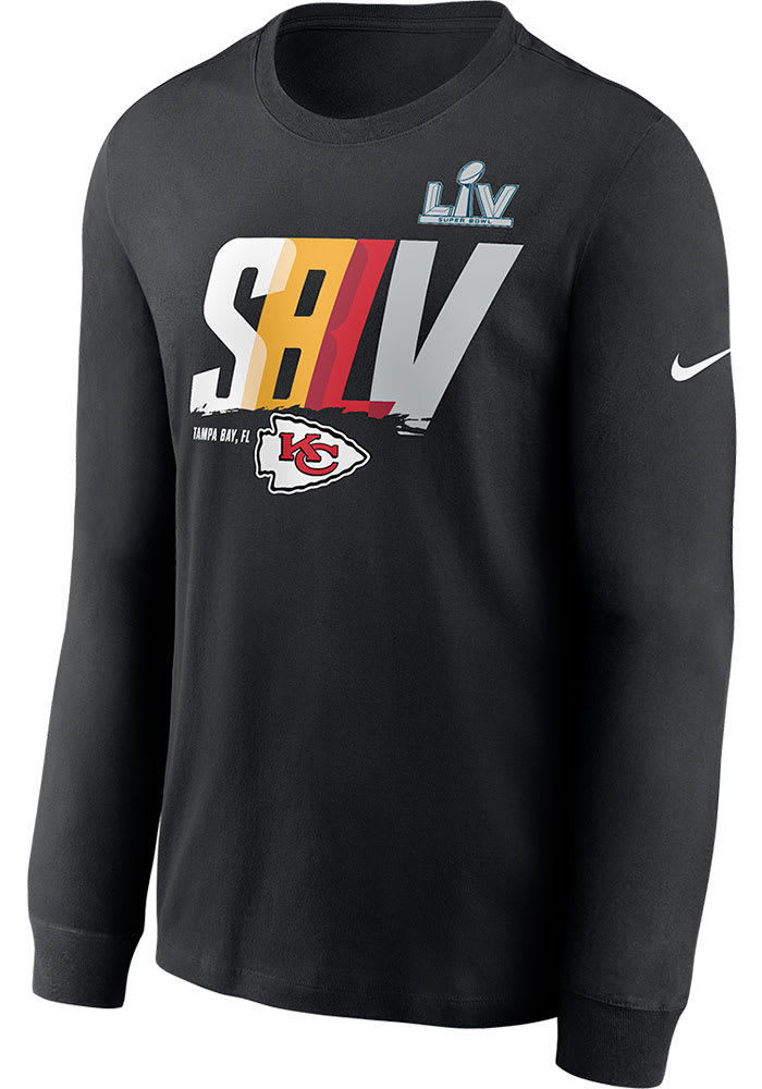 Nike Kansas City Chiefs Black Super Bowl LV Partic Team Logo Long Sleeve T Shirt