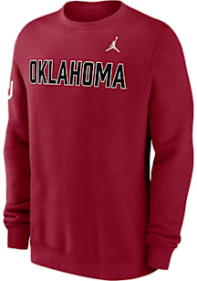 Nike Oklahoma Sooners Mens Cardinal Club Fleece Long Sleeve Crew Sweatshirt