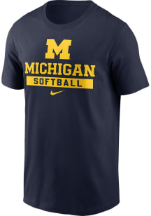 Michigan Wolverines Blue Nike Softball Short Sleeve T Shirt