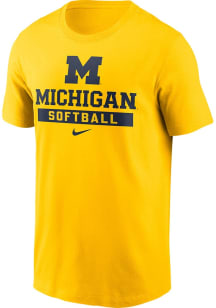 Michigan Wolverines Yellow Nike Softball Short Sleeve T Shirt