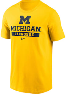 Nike Michigan Wolverines Yellow Lacrosse Short Sleeve T Shirt