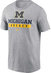 Nike Michigan Wolverines Grey Ice Hockey Short Sleeve T Shirt