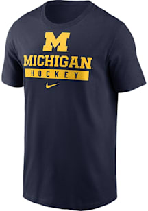 Nike Michigan Wolverines Blue Ice Hockey Short Sleeve T Shirt