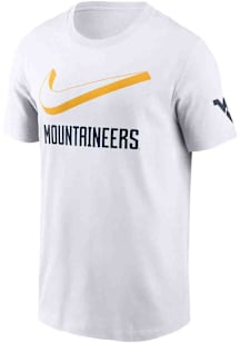 Nike West Virginia Mountaineers White Cotton Two Hit Swoosh Short Sleeve T Shirt