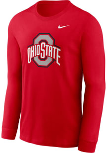 Mens Ohio State Buckeyes Red Nike Primary Logo Tee