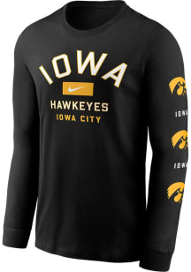 Mens Iowa Hawkeyes Black Nike Cotton Two Hit Tee