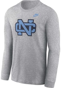 Nike North Carolina Tar Heels Grey Legacy Logo Long Sleeve T Shirt