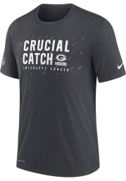 Nike Green Bay Packers Grey CRUCIAL CATCH Short Sleeve T Shirt