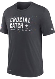 Nike New Orleans Saints Grey CRUCIAL CATCH Short Sleeve T Shirt