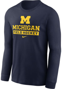 Mens Michigan Wolverines Blue Nike Cotton Tee