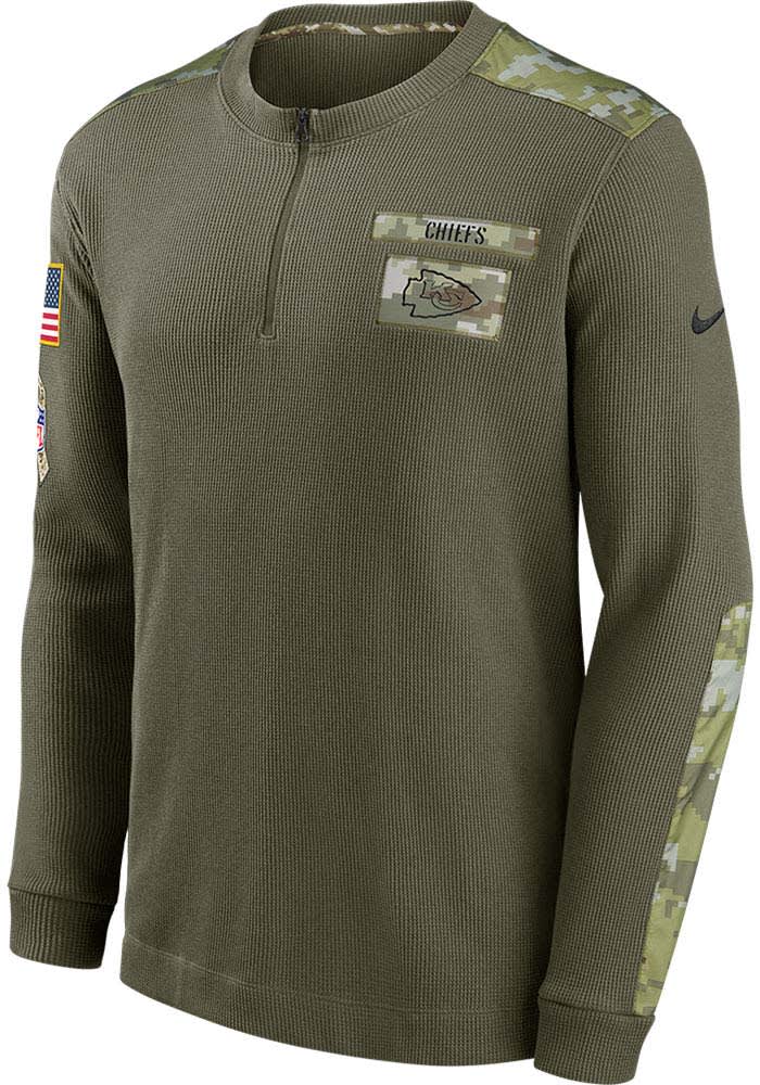Nike Kansas City Chiefs Mens Olive Salute To Service Long Sleeve 1/4 Zip Pullover