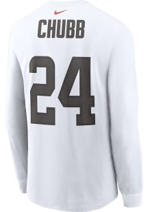 Nick Chubb Cleveland Browns White Name And Number Long Sleeve Player T Shirt