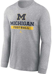 Nike Michigan Wolverines Grey Football Long Sleeve T Shirt
