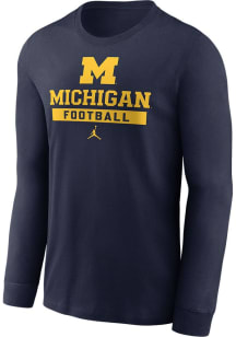 Mens Michigan Wolverines Blue Nike Football Tee
