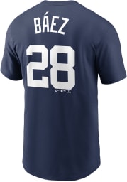 Javier Baez Detroit Tigers Navy Blue Name And Number Short Sleeve Player T Shirt