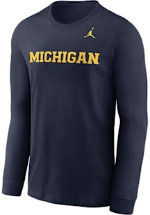 Nike Michigan Wolverines Blue Wordmark Long Sleeve T Shirt