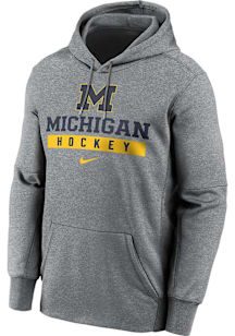 Nike Michigan Wolverines Mens Grey Ice Hockey Hood