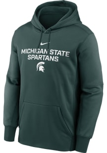Mens Michigan State Spartans Green Nike Wordmark Long Sleeve Hoodie