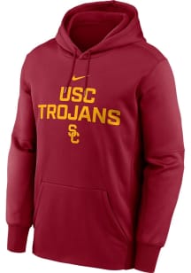 Mens USC Trojans Cardinal Nike Wordmark Long Sleeve Hoodie