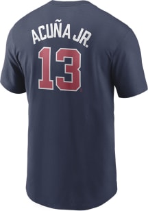 Ronald Acuna Jr Atlanta Braves Navy Blue Name And Number Short Sleeve Player T Shirt