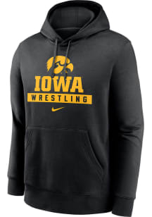 Mens Iowa Hawkeyes Black Nike Club Fleece Hooded Sweatshirt