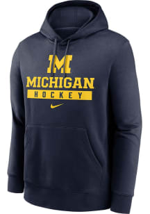 Mens Michigan Wolverines Blue Nike Club Fleece Hooded Sweatshirt