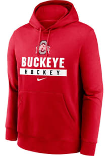 Mens Ohio State Buckeyes Red Nike Club Fleece Hooded Sweatshirt