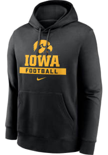 Mens Iowa Hawkeyes Black Nike Club Fleece Hooded Sweatshirt