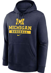 Nike Michigan Wolverines Mens Blue Club Fleece Long Sleeve Hoodie